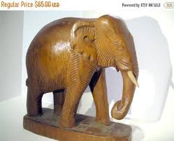 Big Wood Elephant Very Nice Wood Carving With Nice Details Standing On Flat Wooden Stand To Make It Easy To D Elephant Figurines Elephant Home Decor Elephant