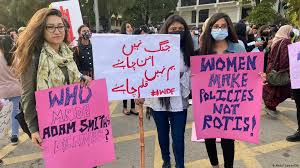 Ghararas (a loose divided skirt worn with a blouse and pants) and lehengas were once common, but are now worn mostly at weddings. Pakistani Women Protest Patriarchy Pandemic News Dw 08 03 2021