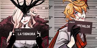 signora and childe but its the barbie meme : rGenshin_Impact