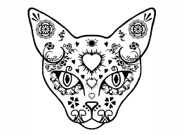 Black And White Cat Pictures To Color Cat Sugar Skull 2 Pcs 3 Black 651 Or White 600 Fused Glass Decals Sugar Skull Cat Sugar Skull Painting Skull Coloring Pages