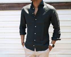 GLORYGUY & Cachette｜リネン×ダークオリーブは、とってもエロい...いえ、オトナな色気が漂います!!  Giannettoジャンネットのリネンソリッドシャツ