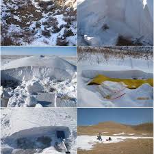 Examples of snow sampling locations at (a) site 4, near Baotou (b ...
