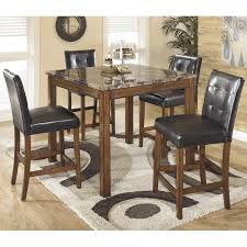 Table with the appropriate space around it easy to. Ashley Furniture Theo 5 Piece Square Counter Table Set In Warm Brown D158 233