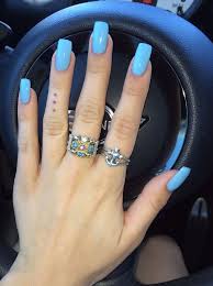 Acrylic nails can be short, medium or long, press on or glue on, be curved or square and there are styles for adults and children. Light Blue Square Acrylic Nails Nail And Manicure Trends