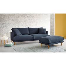 Canape 3 Places En Coton Et Lin Bleu Marine Raoul Maisons Du Monde Mobilier De Salon Canape Modulable Canape Gris Modulable
