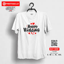 Rekomendasi baju pengantin mewah untuk wanita. Kaos Baju Tshirt Distro Hadiah Ucapan Selamat Menikah Happy Wedding Terlaris Termurah Shopee Indonesia