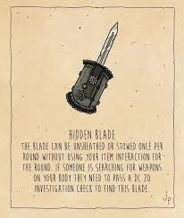 Hidden Blade Stat Idea By Sneakyequestrian On Reddit Dungeonsanddragons Illustrato Dnd Dragons Dungeons And Dragons Homebrew D D Dungeons And Dragons