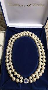 Jackie Kennedy Pearl Necklace 2 Strands With Jeweled Clasp Etsy Double Strand Pearl Necklace Pearls Pearl Necklace