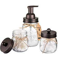 Glass soap dispensers are a trendy way to add to your kitchen decor, bathroom decor, home bar or. Modern Farmhouse Bathroom Decor Bathroom Accessories Lid Set Includes Mason Jar Hand Soap Dispenser Lid And Toothbrush Holder Lid The Southern Jarring Co Brushed Stainless Steel Holders Dispensers Bathroom Accessories Urbytus Com