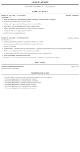 Hospital Pharmacy Technician Resume Sample Mintresume
