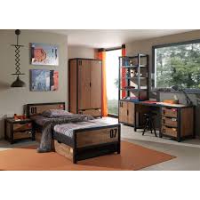 Vends un lit + commode en pin massif idéale pour un jeune couple qui s'installe. Chambre Enfant Industrielle Pin Massif Miel Dore Noir Iberis Ii Matelpro