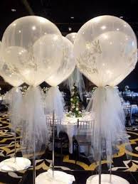 Si la boda es religiosa deberás preguntar la opción de decorar el altar con globos, ya que no en todas partes permiten según qué personalización. Decoraciones Con Globos Y Tul Dale Detalles Globos Para Boda Mesas De Boda Arreglos Para Boda
