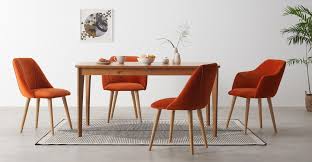 Set Of 2 Lule Carver Dining Chairs Flame Orange Velvet And Oak In 2020 Orange Dining Chairs Velvet Dining Chairs Dining Chairs