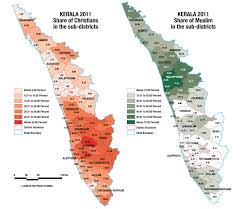 List of all cities in kerala of india with locations marked by people from around the world Share Of Christians And Muslims In The Sub Districts Of Kerala 2011 852 741 Mapporn