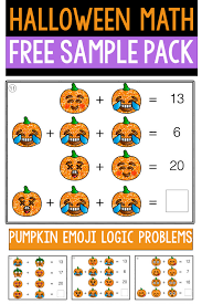 Math may feel a little abstract when they're young, but it involves skills t. Halloween Math Logic Puzzles For Early Elementary Pumpkin Emoji Math Logic Problems For Fall And Halloween Math Logic Puzzles Halloween Math Emoji Math