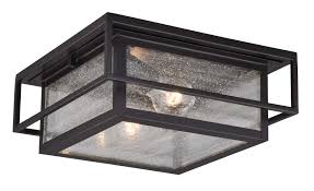 Vaxcel Lighting T0470 Espresso Bronze Hyde Park 2 Light 12 Wide Outdoor Flush Mount Square Ceiling Fixture With Glass Panel Shades Lightingdirect Com