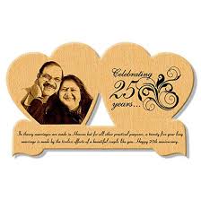 It has a coin which displays the year in which you became man and wife, as well as the space to add a heartfelt personalized message. Incredible Gifts India 25th Wedding For Parents Personalized Engraved Photo In Heart Shape Wood 11 2 X 6 8 In Beige Wood Amazon In Home Improvement