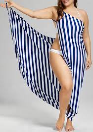 Plus Size Vertical Stripe Cover Up Maxi Dress Plus Size Swimwear Plus Size Swimwear One Piece Fashion