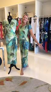 Make an entrance in this stunning wrap style dress. Full length with a  V-neck and capped sleeve. Choose from solid black or this wonderful print.  Diane saw this lime print dress in the window and she ...