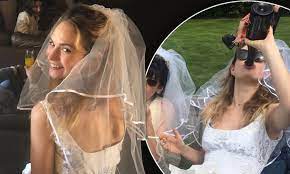 Once lily james was officially cast to play cinderella, sandy powell got to work. Lily James Slips Into A Vintage Wedding Dress Daily Mail Online