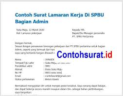Contoh Surat Lamaran Kerja Spbu Bagian Admin Dan Administrasi Pimpinan Surat Tanda