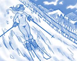 Nude skiers