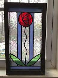 Mackintosh Rose Stained Glass Panel Suncatcher Glass Art Pictures Stained Glass Flowers Stained Glass Art