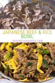Beef Donburi Beef And Rice Bowl Savory Thoughts Recipe Beef Donburi Recipe Beef And Rice Beef Recipes