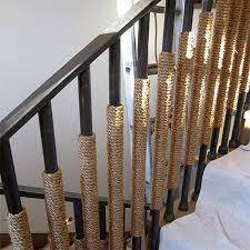 While It Is Often Considered To Be More Of A Utilitarian Necessity Using Nautical Rope Twine In Deco Industrial Decor Living Room Rope Railing Stair Railing