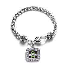 Lyme Disease Awareness Classic Silver Plated Square Crystal Charm Bracelet Cg11k6obqw3 Charm Bracelet Crystal Bracelets Classic Bracelets
