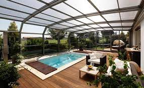 Inexpensive and widely available, crisscrossing wood lattice is a great screen material for partial privacy. 15 Stylish Pool Enclosure For Year Round Pool Usage Home Design Lover