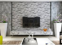 Salon Avec Papier Peint Imitation Pierre Et Effet Brique En Noir Et Blanc Stone Wallpaper Brick And Stone Wallpaper Roll