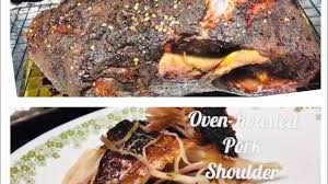 This oven roasted pork shoulder recipe starts cooking at a high temperature to get that crispy bark that everyone loves, then slowly cooked until it melts away from the bone! Easy Oven Roasted Pork Shoulder Butt Recipe Pork Butt Roast Youtube
