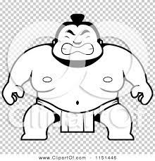 Check spelling or type a new query. Cartoon Clipart Of A Black And White Sumo Guy Crouching Vector Outlined Coloring Page By Cory Thoman 1151446