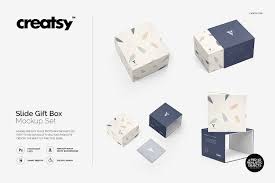 The best box mockup for branding designs for electronic devices, games, art supplies, etc. Slide Gift Box Mockup Set Box Mockup Gift Box Mockup