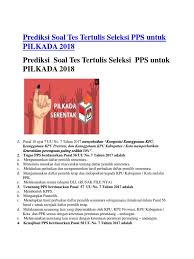 Apakah saudara tahu apa itu tps, coba jelaskan. Prediksi Soal Tes Tertulis Seleksi Pps Untuk Pilkada 2018