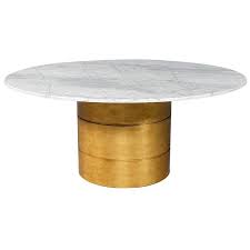 White marble and gold simone round side table with a simple design, this side table will with a simple design, this side table will make a versatile piece to your home. Custom Round Marble Top Dining Table With Gold Leafed Bezel Base At 1stdibs