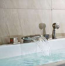 A hand shower basically lets you combine your bath and shower experience into one. Brushed Nickel Finish Roman Tub Faucet With Hand Held Shower Head