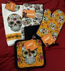 Sugar Skull Day Of Dead Dia De Muertos Kitchen Towel Pot Holder Halloween Dish Halloween Dishes Halloween Halloween Items
