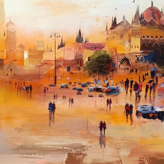 Abstract Bombay by artist Rajesh Borse - abstract, painting - Painted Rhythm Art Gallery