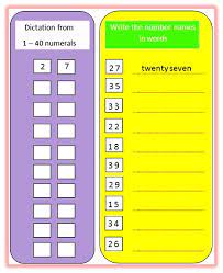 Solve class 1 maths worksheets online. Worksheet On Number Names From One To Forty Name Of The Numerals In Words Free