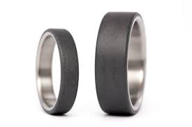 Titanium And Graphite Wedding Ring Set Flat Dark Gray Etsy Wedding Ring Sets Titanium Engagement Rings Wedding Rings Engagement