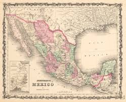 Map location, cities, capital, total area, full size map. 1862 Johnson S Mexico The Vintage Map Shop Inc