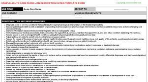 Job description nurse practitioner related documents: Acute Care Nurse Career Templates Examples