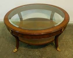 Astounding Small Round Mahogany Coffee Table With Glass Top Brass Legs And Shelves For R Round Glass Coffee Table Dark Wood Coffee Table Coffee Table Furniture