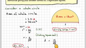 Finding The Diameter Of A Semicircle From Its Area Youtube