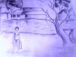 Beauty Of A Village Easy pencil sketch scenery drawing step by step for beginners,how to draw village scenery beauty of a village