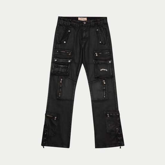 Godspeed multi-pocket flared utility cargo trousers, AI generated