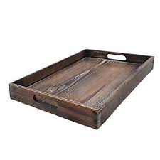 Dark Brown Wooden Serving Tray Handles For Easy Carrying Transform Your Ottoman Into A Coffee Table Ru Wooden Serving Trays Serving Tray Decor Serving Tray