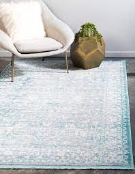 All rug sizes are approximate. Light Blue 8 X 10 New Vintage Rug Esalerugs